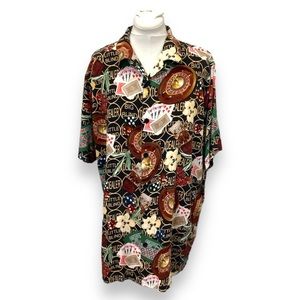 King Size Mens All Over Casino Graphic Camp Shirt, Multi, size 2XT